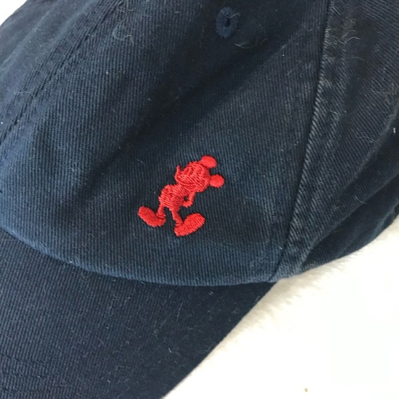 Walt Disney Mickey Mouse Hat Cap Strap Back One Size Navy Blue Logo Embroidered - Picture 1 of 8